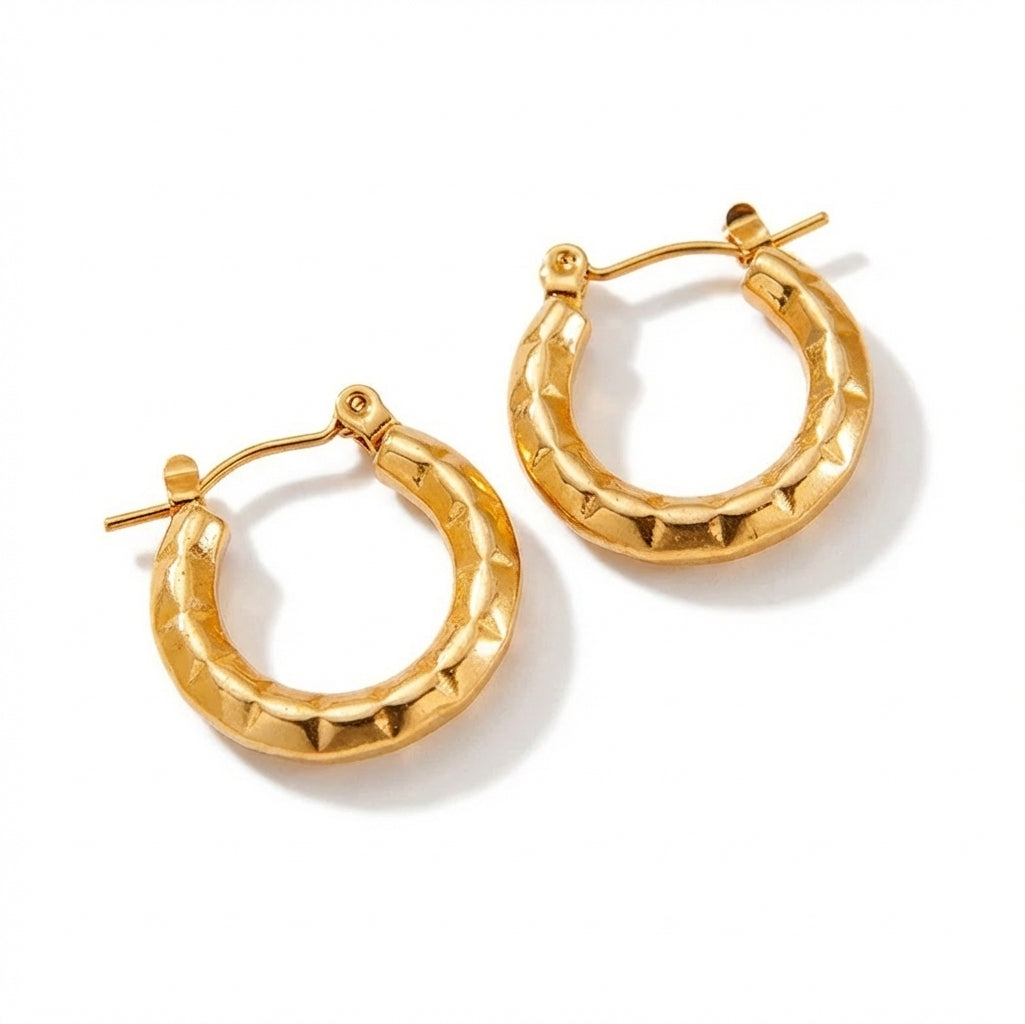 Cercei Creolă fațetată Oțel Inoxidabil 2 cm - Hipoalergenici