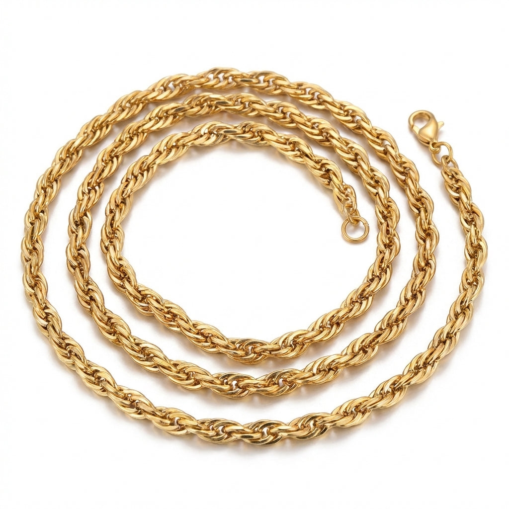 Lănțișor Inox tip Rope Răsucit Auriu 5mm - Statement - Hipoalergenic