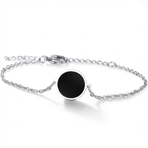 Brățară Disc Negru Oțel Inoxidabil 2mm