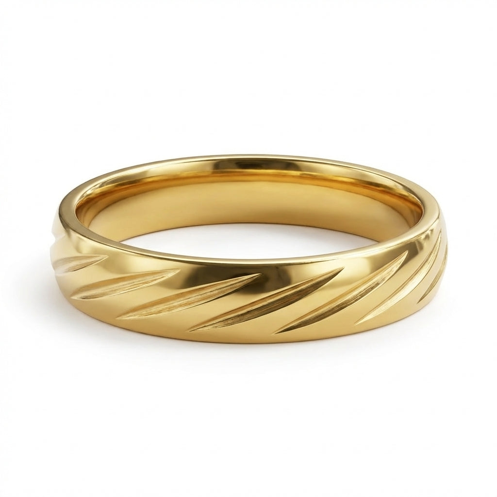 Inel auriu, striat Oțel Inoxidabil Auriu - Hipoalergenic