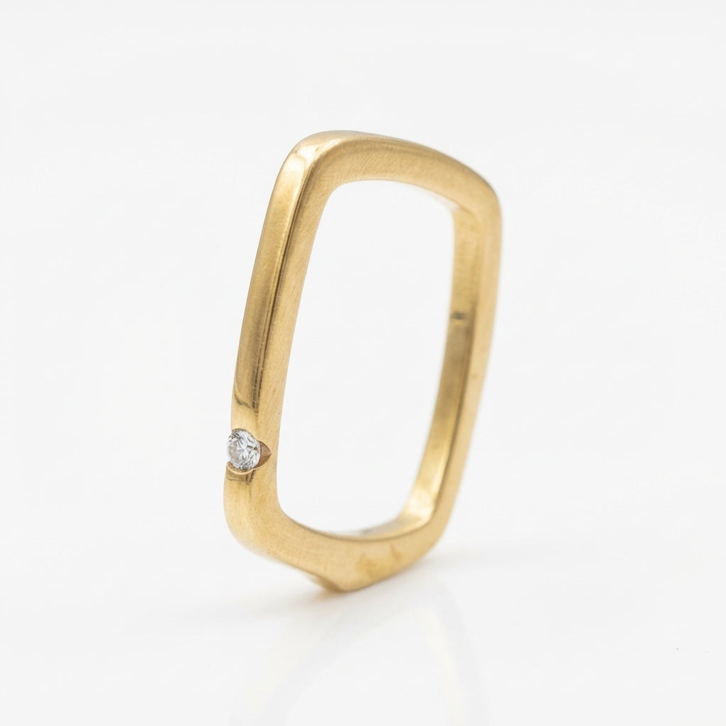 Inel Inele dreptunghiular, zirconiu discret Oțel Inoxidabil Auriu - Hipoalergenic