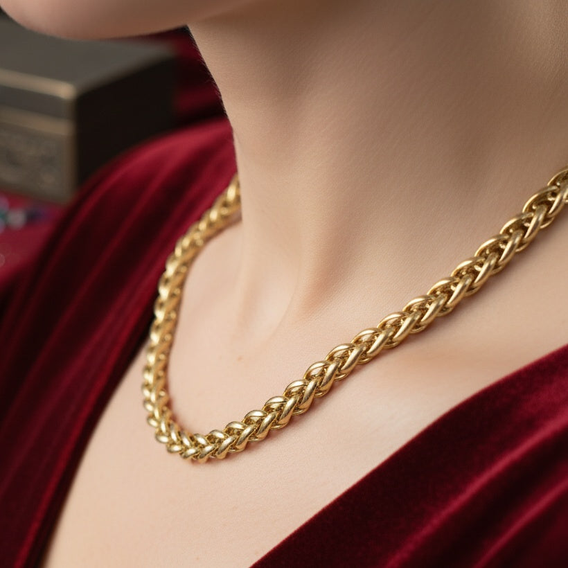 Lănțișor Inox Wheat Auriu Statement - Bold - Hipoalergenic