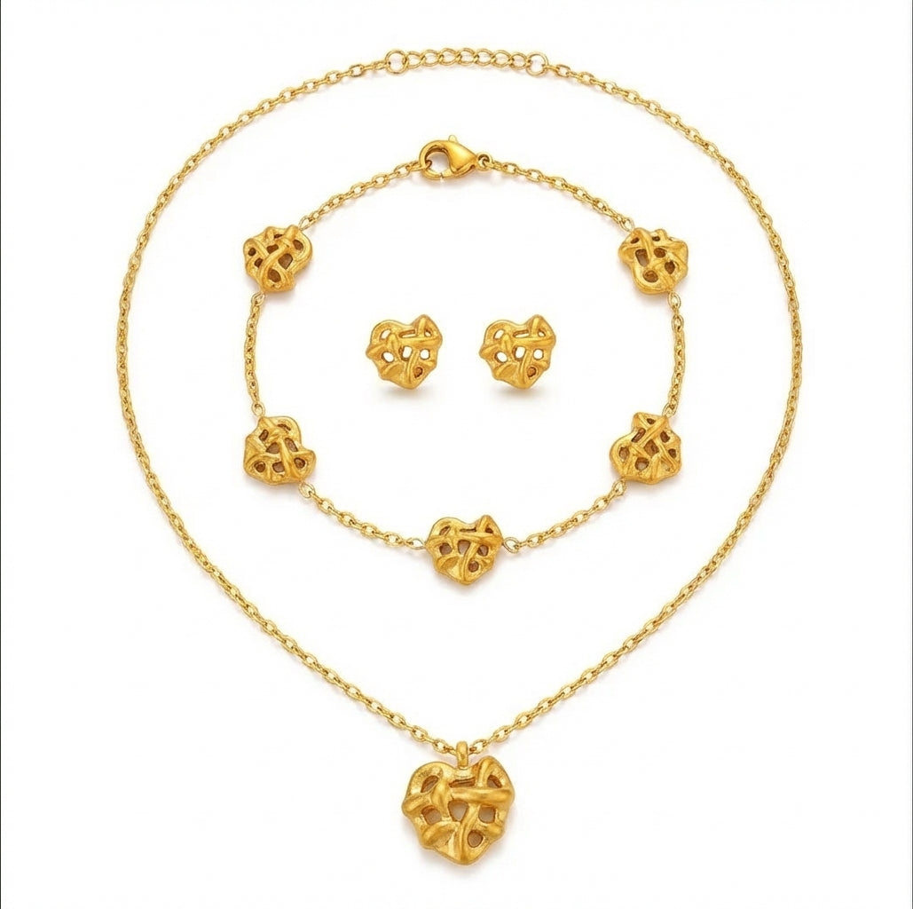 Set Inimioară Stilizată Oțel Inoxidabil 1.2 cm - - Hipoalergenic