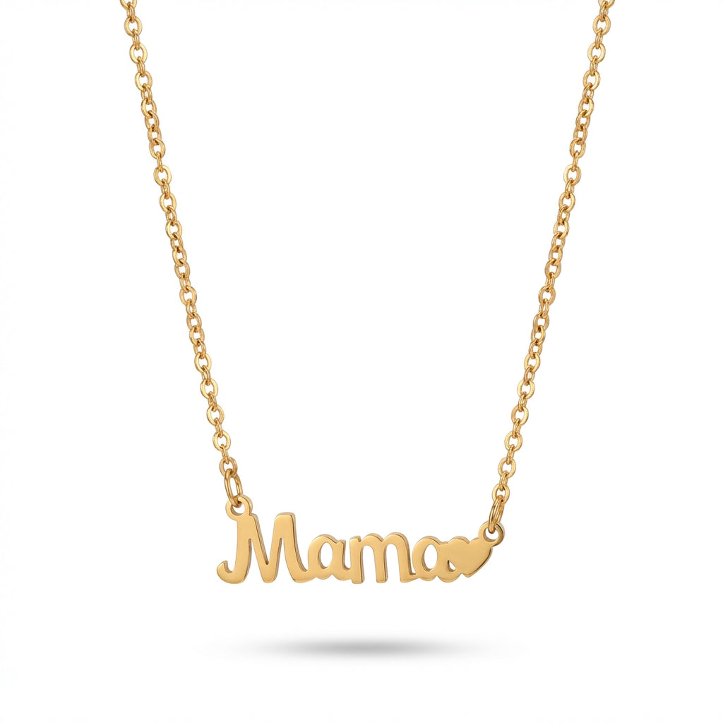 Lănțișor Inox cu Pandantiv Inscripție Mama Auriu - Romantic