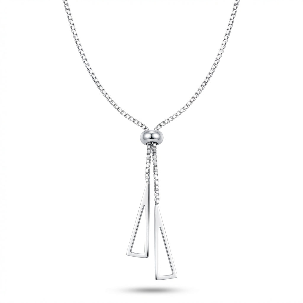 Lănțișor Inox Box Auriu cu Pandantiv Triunghiuri Geometrice - Minimalist