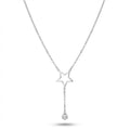 Lănțișor Inox Cable Argintiu cu Pandantiv Stea și Cristal Lariat - Minimalist