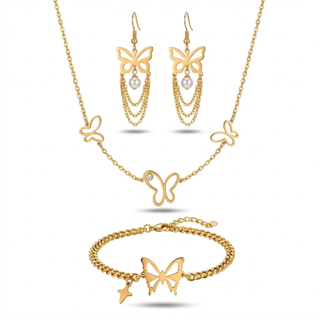 Set Fluture și Stea Oțel Inoxidabil - - Hipoalergenic