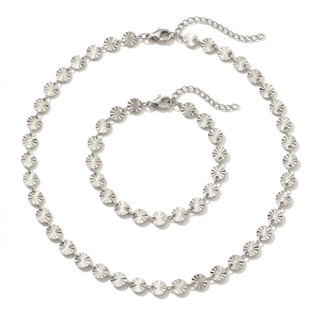 Set Lănțișor și Cercei și Brățară Inox Chain Argintiu Statement - Elegant Oțel Inoxidabil - LPD1398 14.6 gr - Hipoalergenici