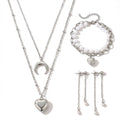 Lănțișor Inox Satellite Argintiu Layered cu Pandantiv Semilună - Boho Minimalist