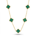 Lănțișor Inox Rolo Auriu cu Pandantiv Trifoi Malachit Verde - Luxury Elegant