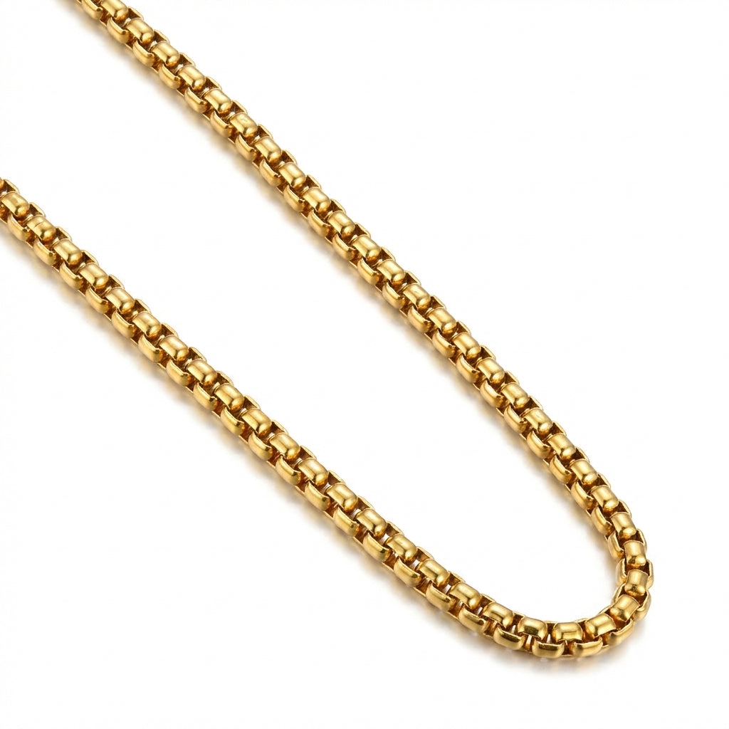 Lănțișor Inox tip Box Chain Auriu - Statement – detaliu