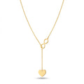 Lănțișor Inox Lariat cu Pandantiv Infinit și Inimă Auriu - Romantic