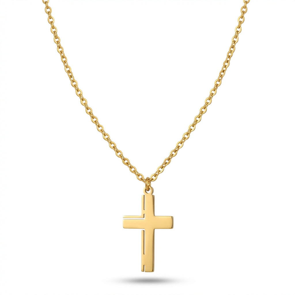 Lănțișor Inox cu Pandantiv Cruce Premium Auriu - Spiritual