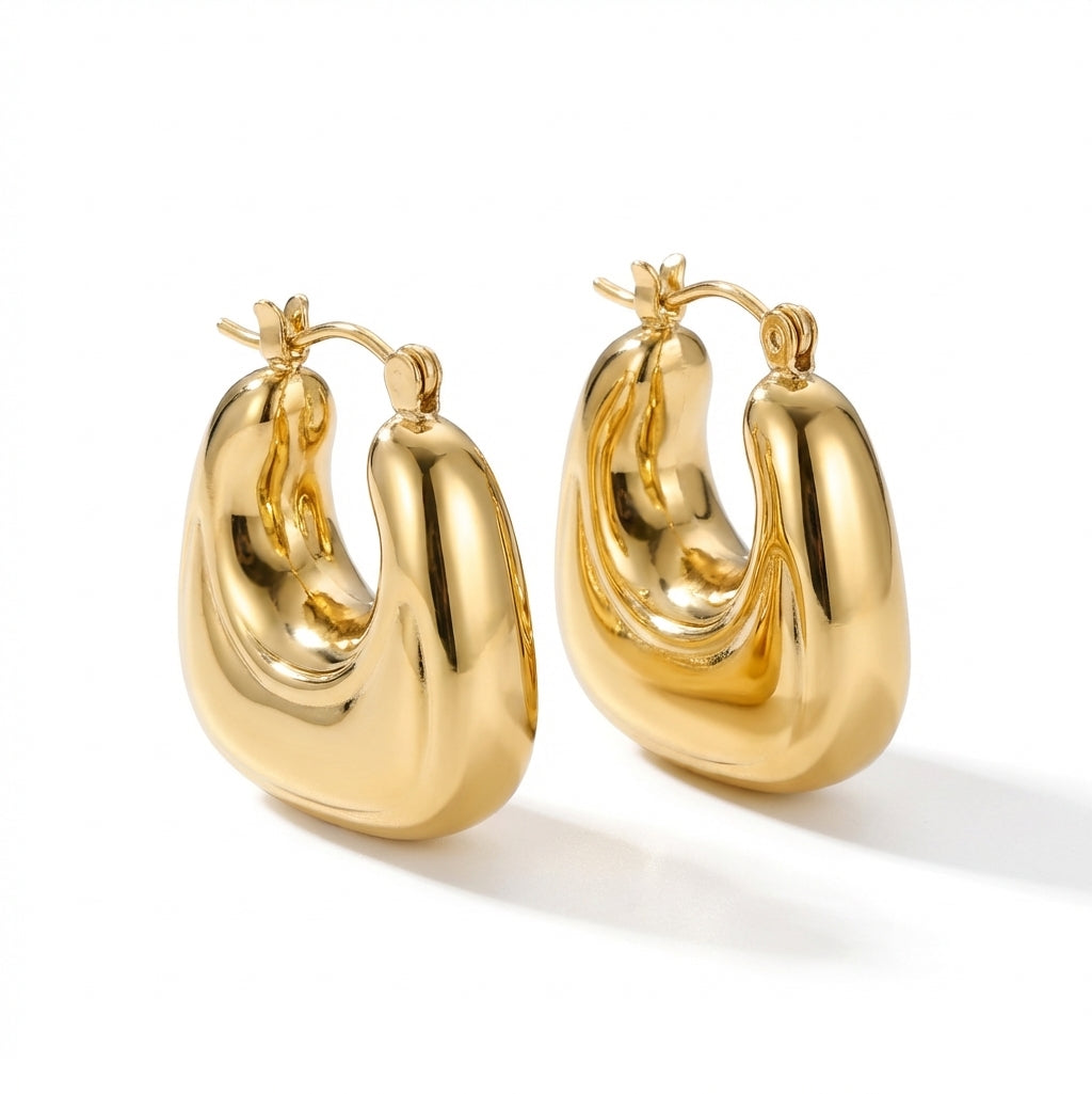 Cercei Creolă bombată din Oțel Inoxidabil - Hipoalergenici - CM1880