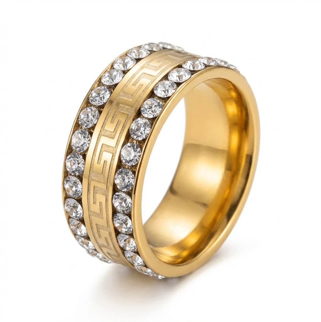 Inel Auriu, sclipitor, meandru Oțel Inoxidabil Auriu - Hipoalergenic