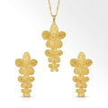 Set Lănțișor și Cercei Inox Auriu cu Pandantiv Cascadă Flori - Romantic Oțel Inoxidabil - LPD1477 4.3 cm - Hipoalergenici