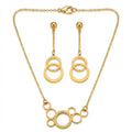 Set Lănțișor Inox și Cercei Cable Auriu cu Pandantiv Cercuri Interconectate - Modern Geometric Oțel Inoxidabil - LPD1395 2.3 