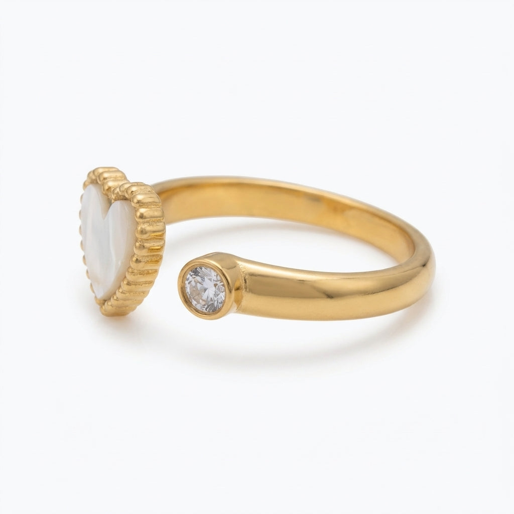 IND1419 Side Profile - Inel Inima Sidef CZ Auriu