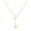 Lănțișor Inox Lariat cu Pandantiv Inimioare Duble Auriu - Romantic - Hipoalergenic