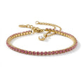 Brățară Tennis din Inox cu Pietre Roz 2mm Oțel Inoxidabil Auriu - BF1141 - Hipoalergenică