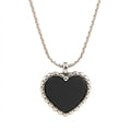 Lănțișor Inox Box Chain Argintiu cu Pandantiv Inimă Neagră - Clasic - Hipoalergenic