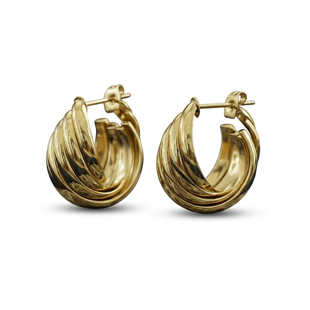 Cercei Creolă răsucită din Oțel Inoxidabil - Hipoalergenici - CM1876