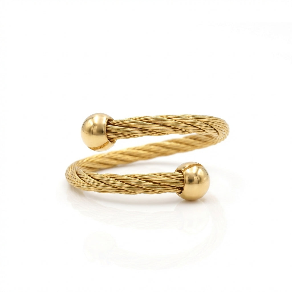 Inel Brățară șnur răsucit, bile Oțel Inoxidabil Auriu - Hipoalergenic