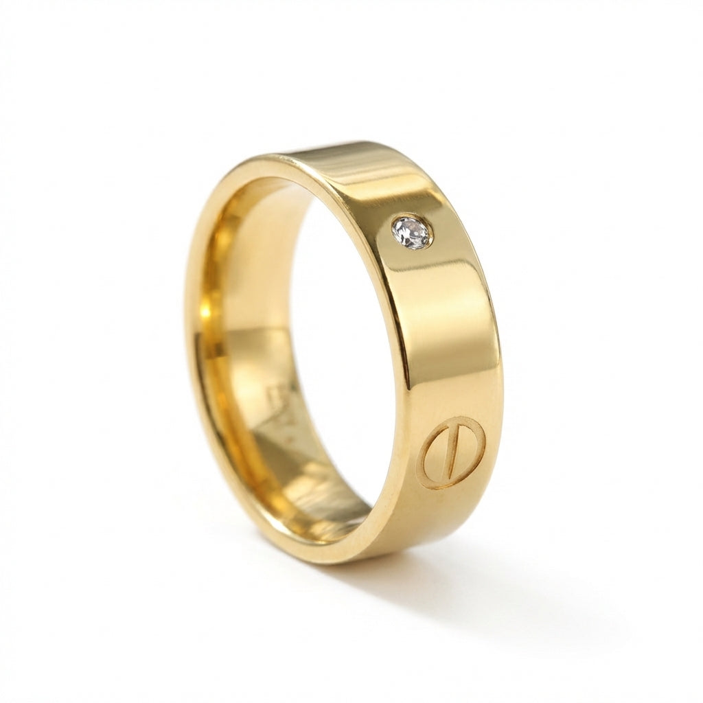 Inel auriu, diamant Oțel Inoxidabil Auriu - Hipoalergenic