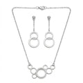 Set Lănțișor Inox și Cercei Cable Argintiu cu Pandantiv Cercuri Interconectate - Modern Geometric Oțel Inoxidabil - LPD1396 2