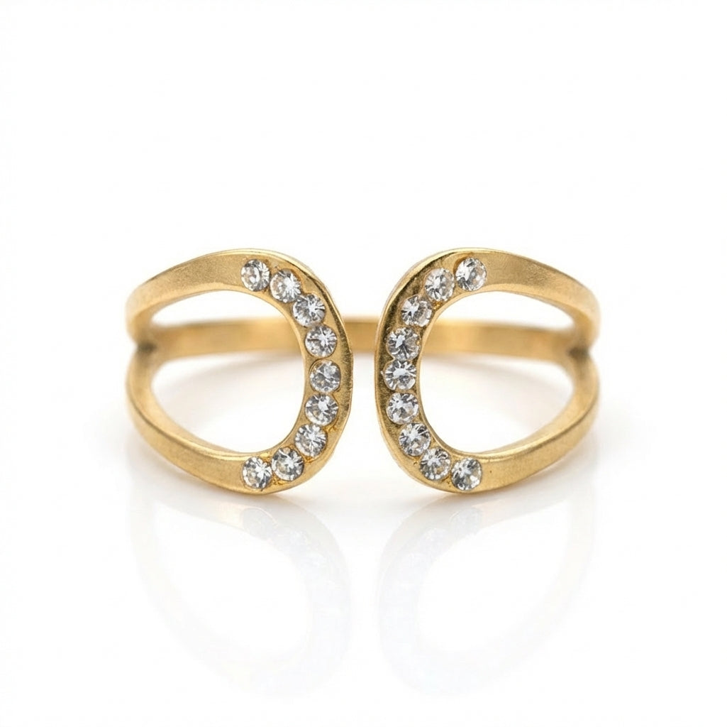 Inel Ovale, zirconiu, deschis Oțel Inoxidabil Auriu - Hipoalergenic