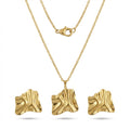 Set Lănțișor și Cercei Inox Auriu Ondulat Abstract - Statement Oțel Inoxidabil - LPD1480 46 cm - Hipoalergenici
