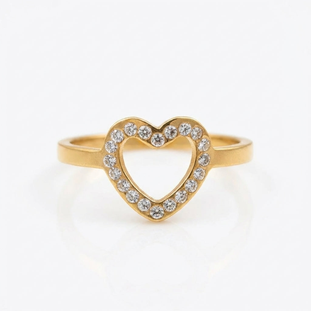 Inel Inimă decupată zirconiu Oțel Inoxidabil Auriu - Hipoalergenic