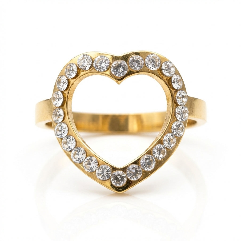 Inel Inimă deschisă, zirconiu Oțel Inoxidabil Auriu - Hipoalergenic