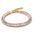 Brățară Tennis din Inox cu Pietre Roz 6mm Oțel Inoxidabil Auriu - Hipoalergenică - BF1166