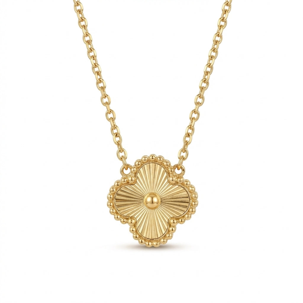 Lănțișor Inox Alhambra Auriu Guilloché - Clasic-Luxos - Hipoalergenic