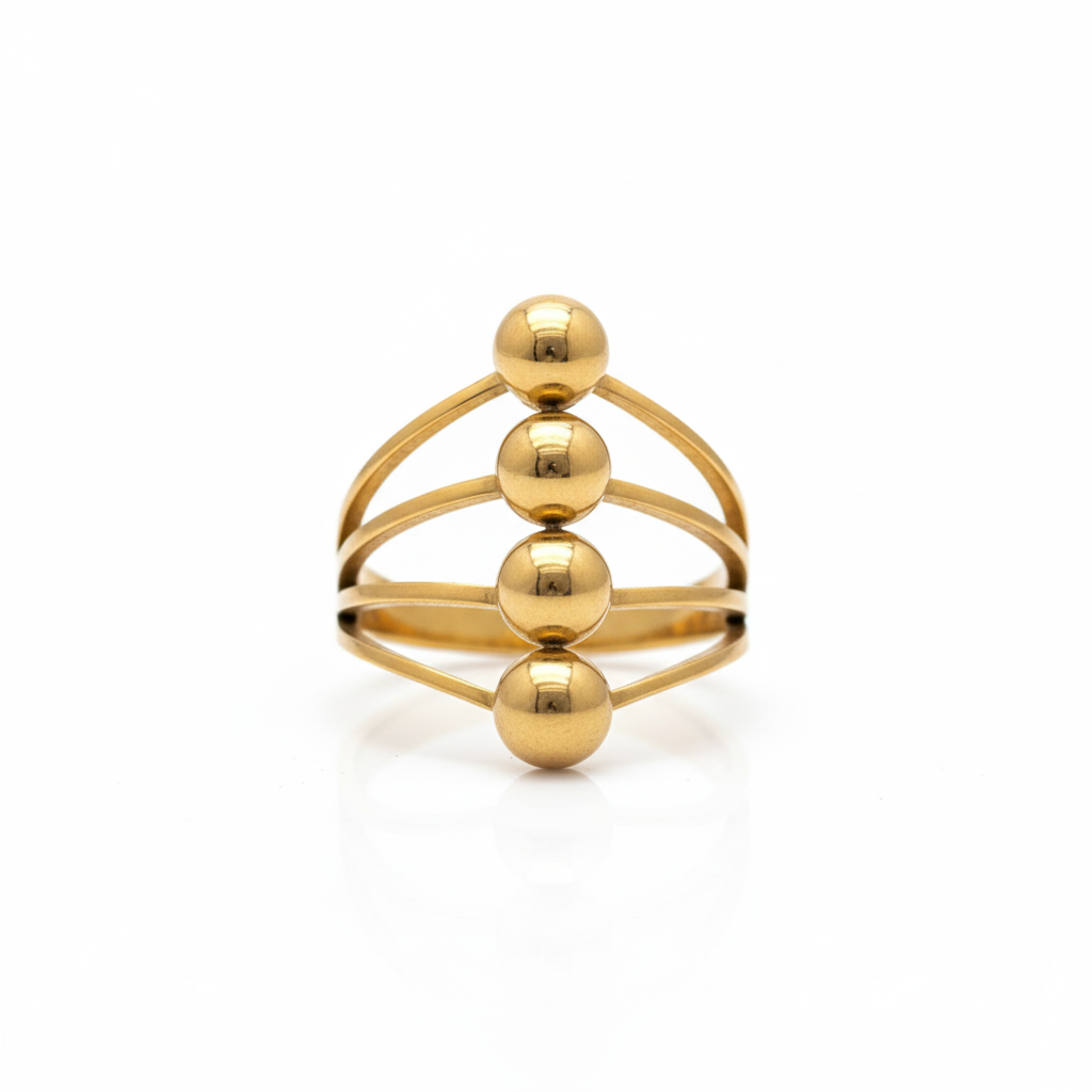 Inel Sfere înșirate, modern Oțel Inoxidabil Auriu - Hipoalergenic