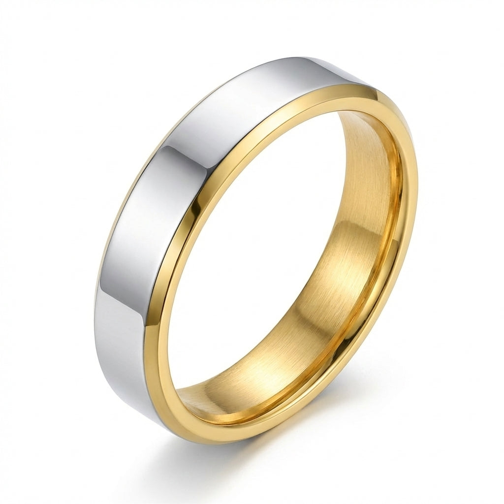 Inel bandă dublă Oțel Inoxidabil Auriu - Hipoalergenic