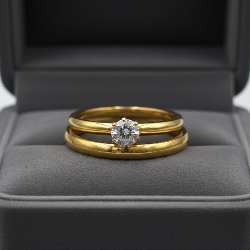 Set Inel de Logodnă și Verighetă Damă Oțel Inoxidabil - Hipoalergenic