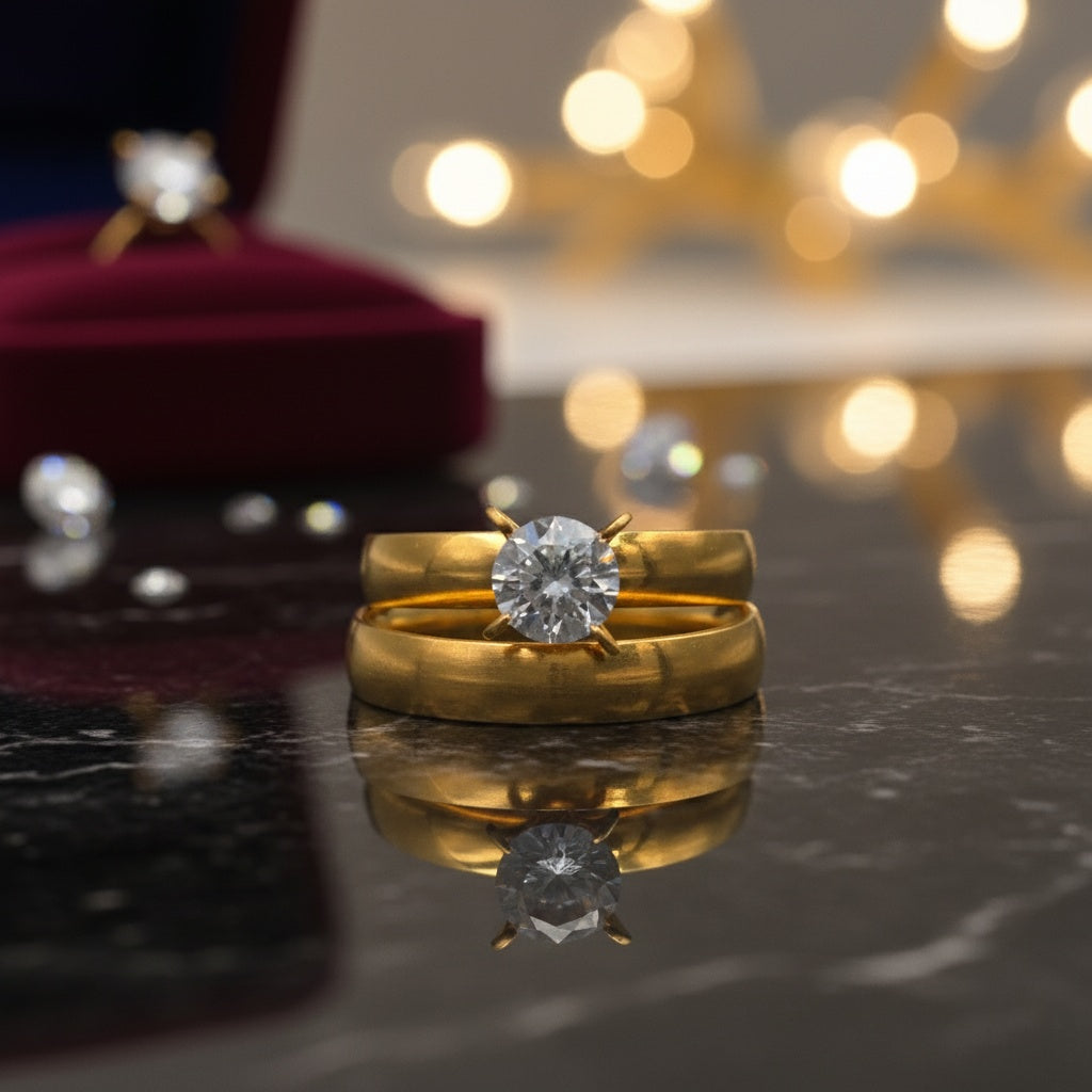 Set Inel de Logodnă și Verighetă Damă Oțel Inoxidabil - Hipoalergenic