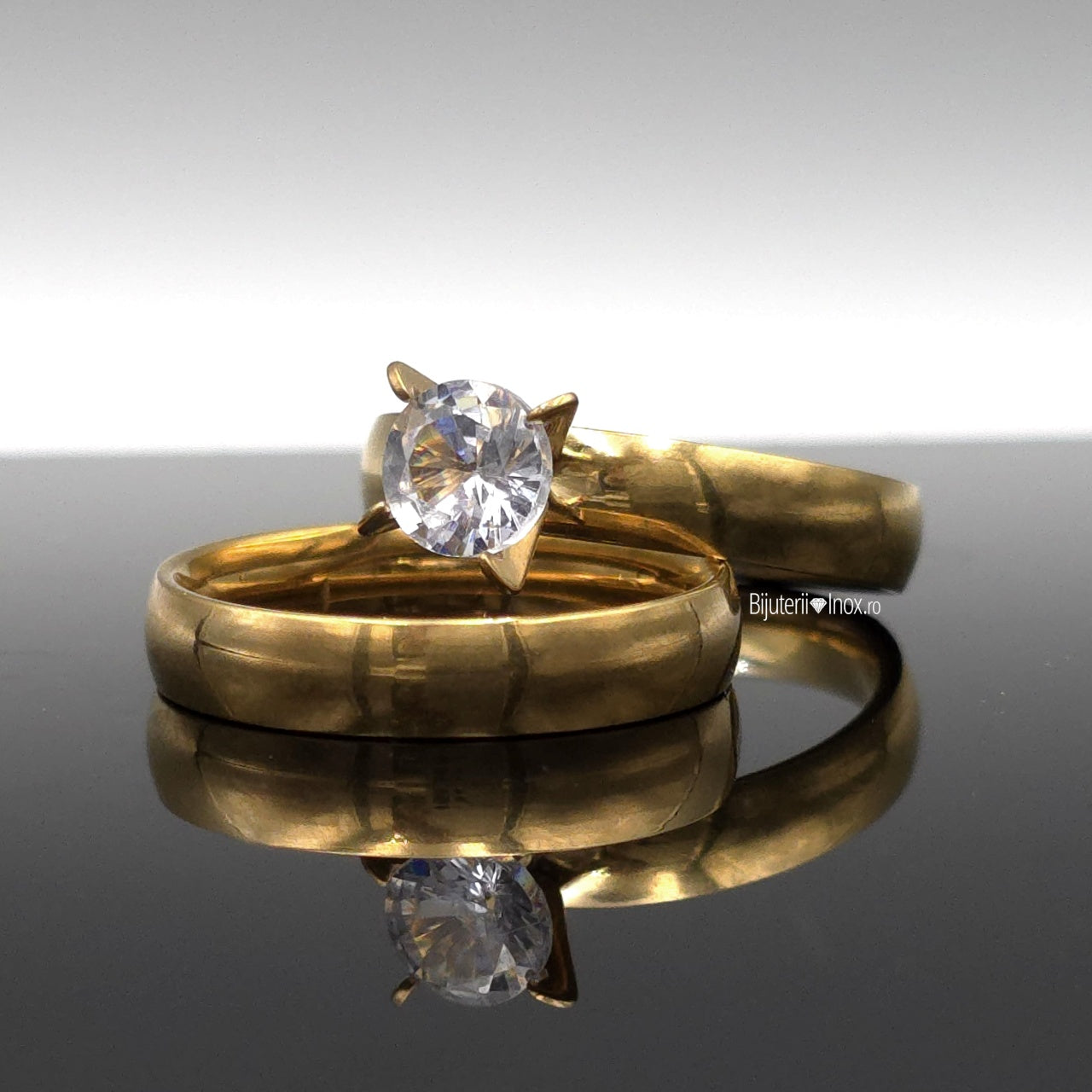 Set Inel de Logodnă și Verighetă Damă Oțel Inoxidabil - Hipoalergenic