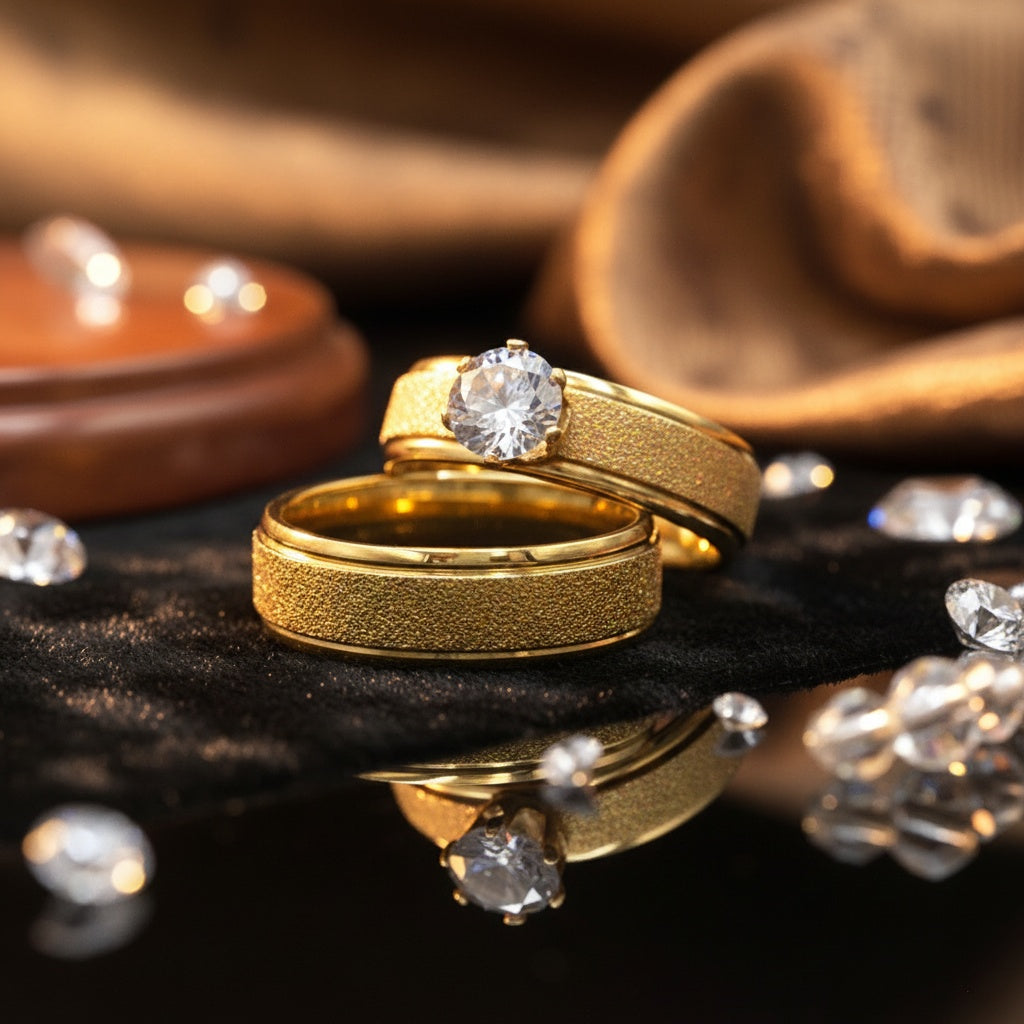 Set Inel de Logodnă și Verighetă Damă Oțel Inoxidabil - Hipoalergenic