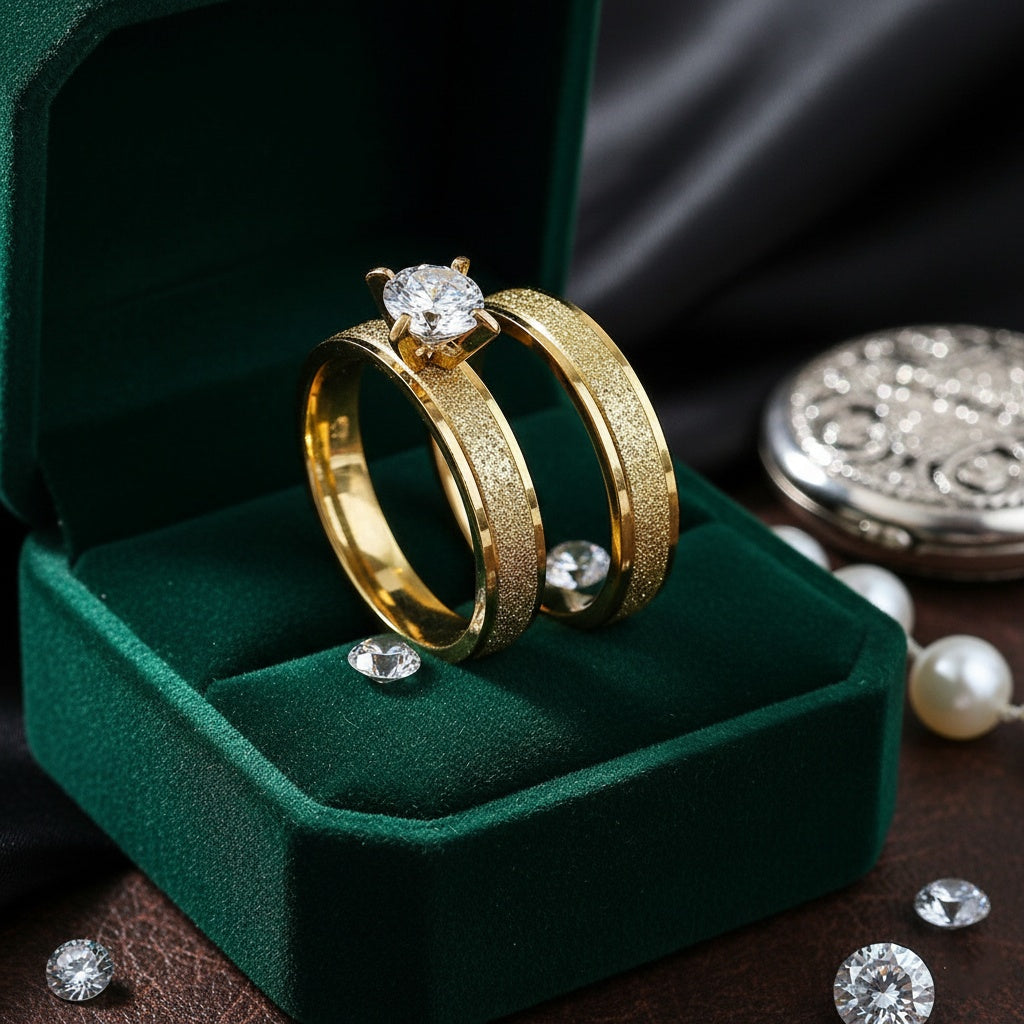 Inel aur mat Oțel Inoxidabil Auriu - Hipoalergenic