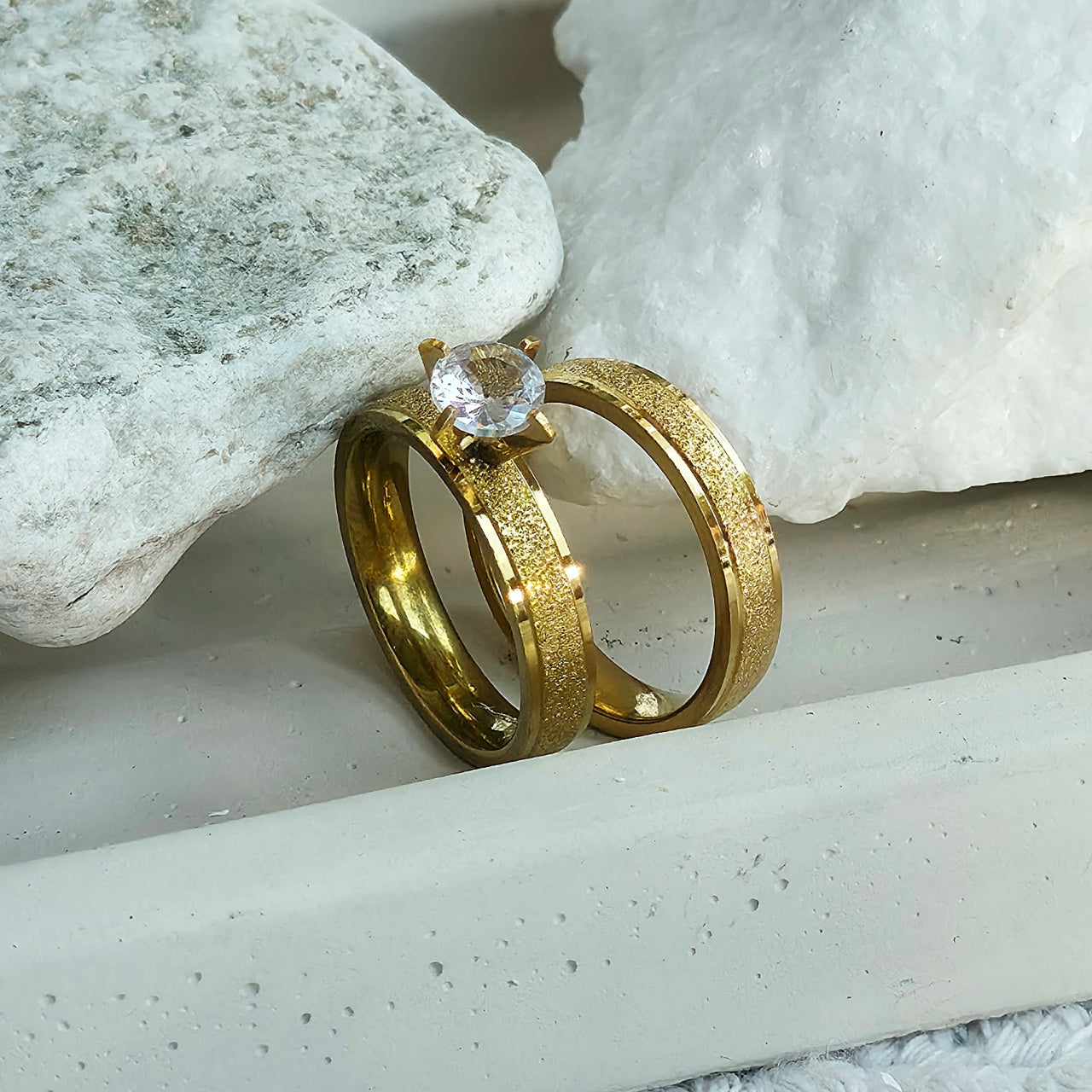 Inel aur mat Oțel Inoxidabil Auriu - Hipoalergenic