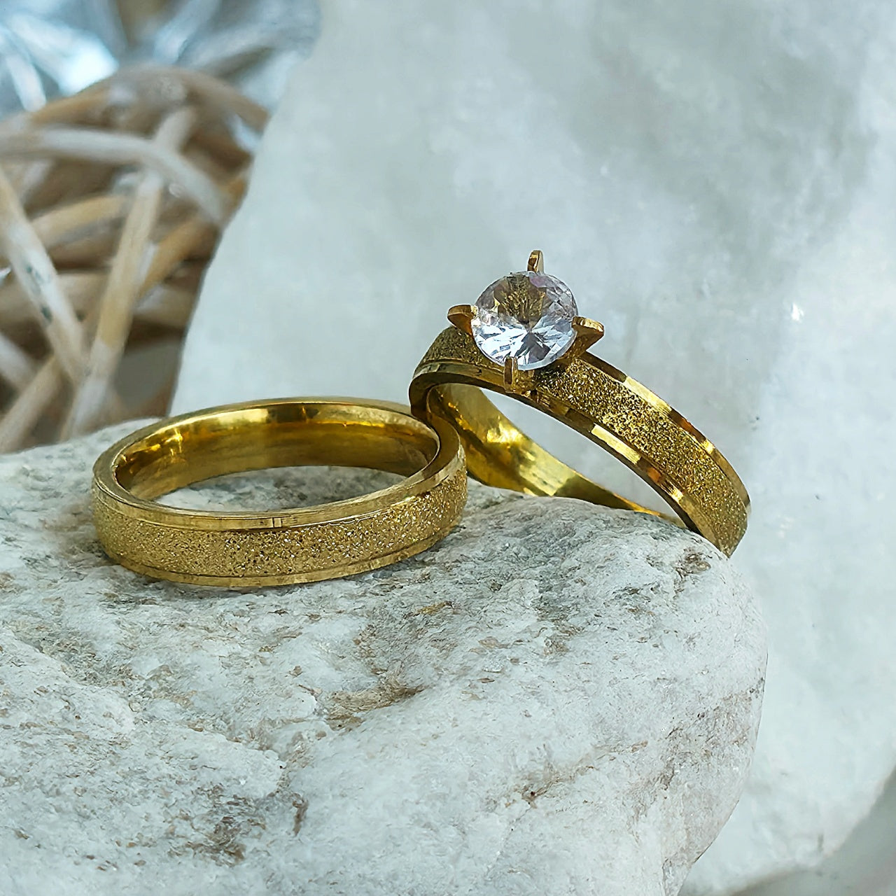 Inel aur mat Oțel Inoxidabil Auriu - Hipoalergenic