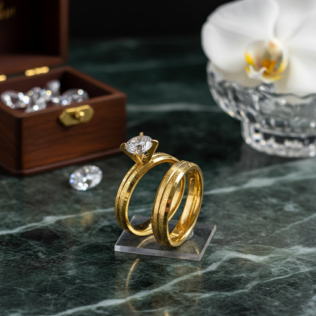 Inel Auriu, cu model grecesc Oțel Inoxidabil Auriu - Hipoalergenic