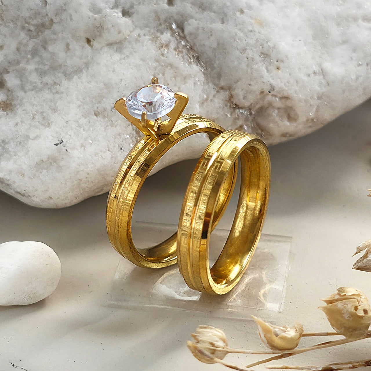 Inel Auriu, cu model grecesc Oțel Inoxidabil Auriu - Hipoalergenic