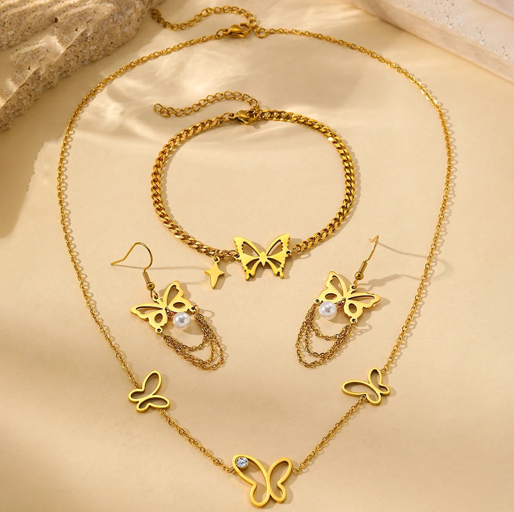Set Fluture și Stea Oțel Inoxidabil - - Hipoalergenic