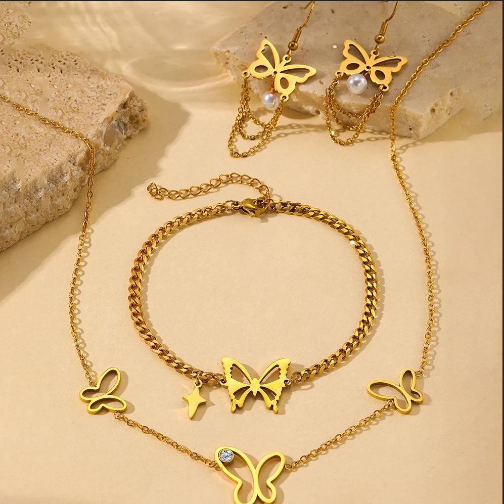 Set Fluture și Stea Oțel Inoxidabil - - Hipoalergenic