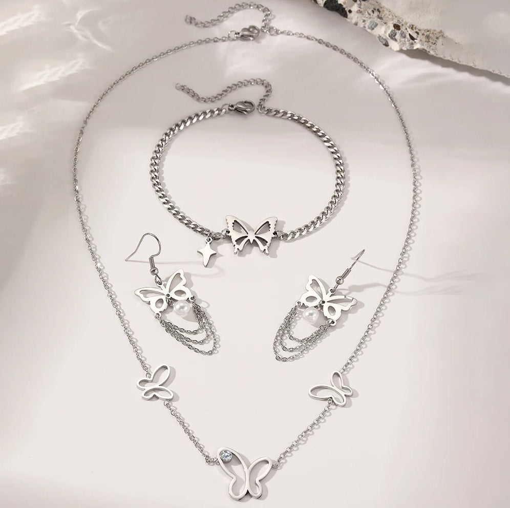 Set Fluture și Stea Oțel Inoxidabil - - Hipoalergenic