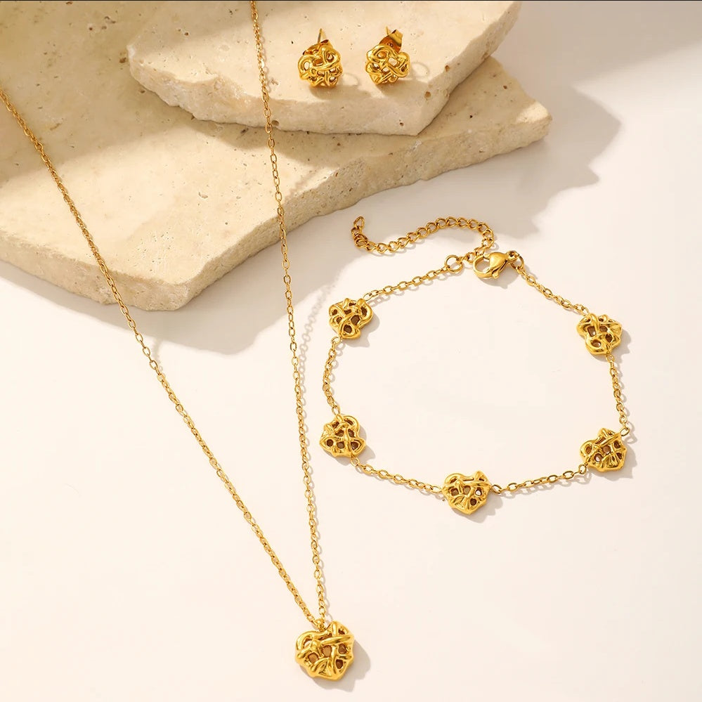 Set Inimioară Stilizată Oțel Inoxidabil 1.2 cm - - Hipoalergenic